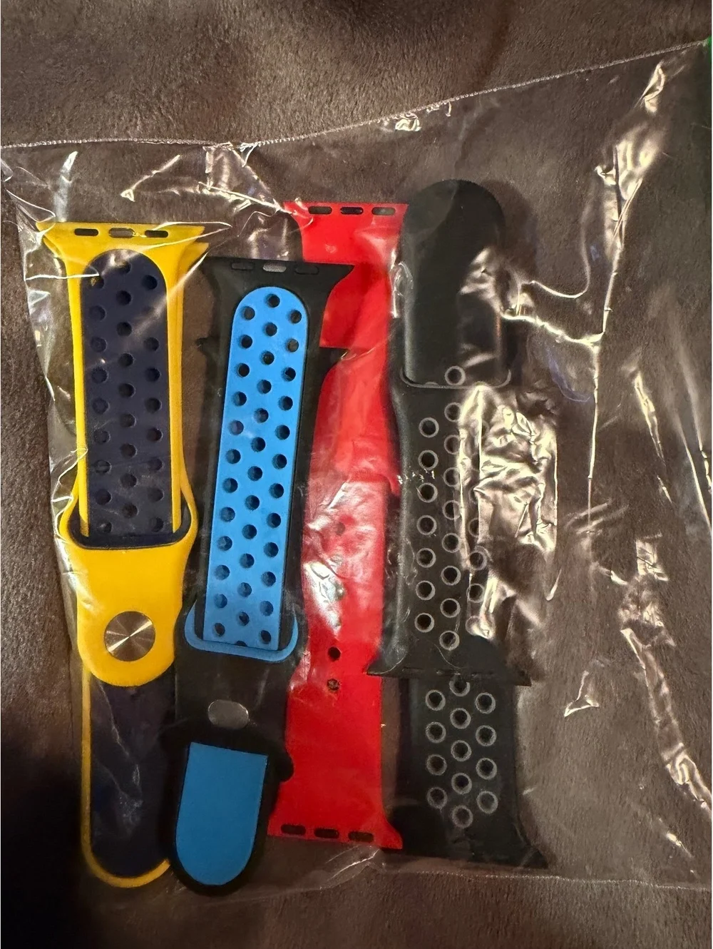 Set of 4 Sport Bands for Apple Watch - Yellow, Blue, Red, &